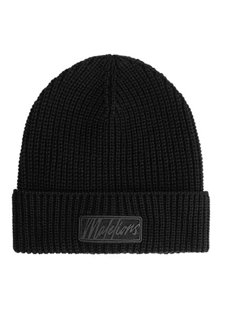 Malelions Ma2 aw23 03 Ribbed Logo Beanie Mutsen 900 Black