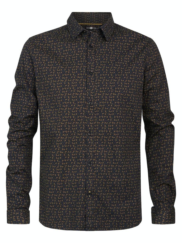 Petrol M 3030 sil406 Shirt Long Sleeve Aop Overhemd 6157 Dark Moss