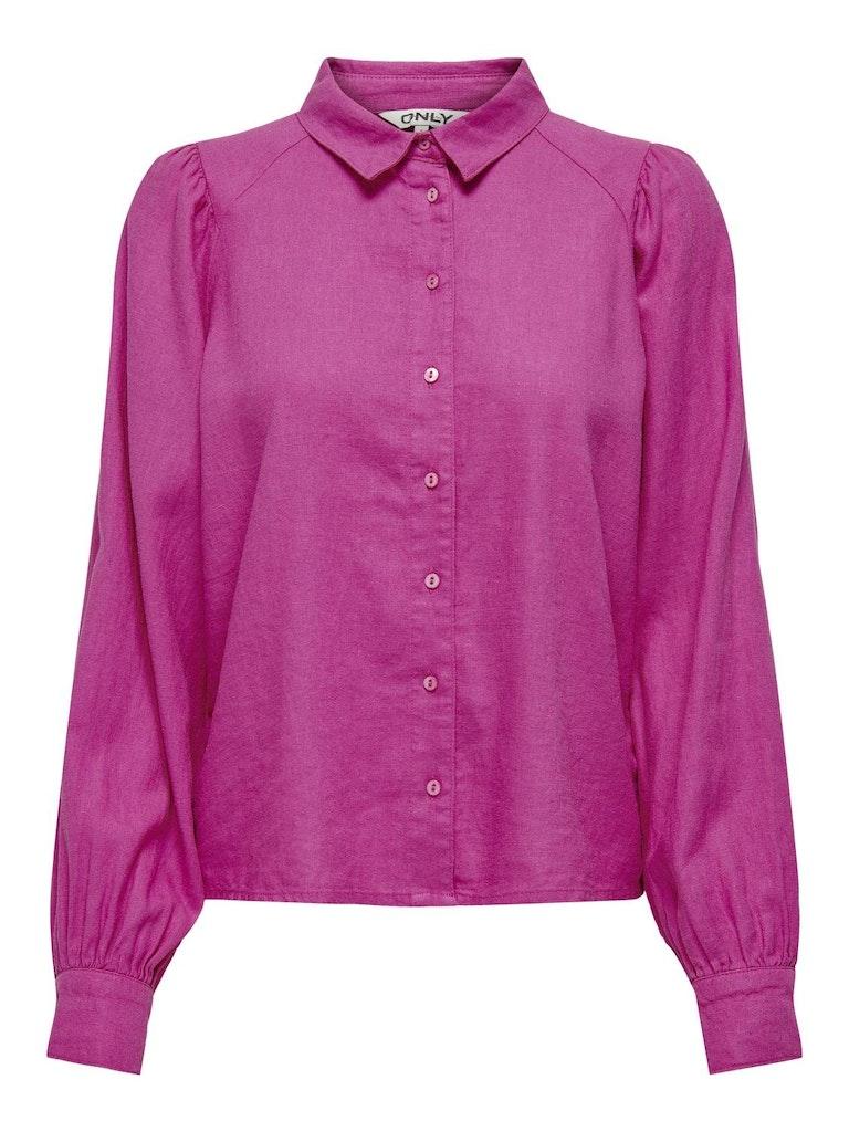 Only Onlcaro L s Linen Bl Puff Shirt Cc Pnt 15310974 Blouse Raspberry Rose