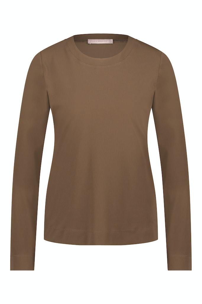 Studio Anneloes Travel Ls Rib Tee 09184 T shirt Lange Mouw 2300 Bronze