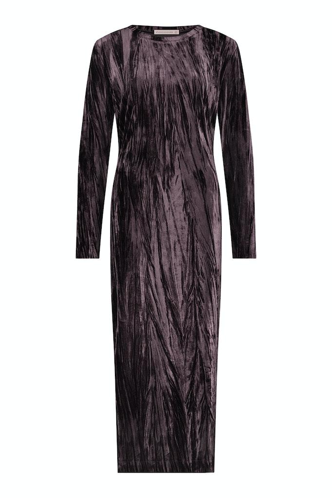 Studio Anneloes Tammy Velvet Dress 09342 Jurk 8600 Aubergine