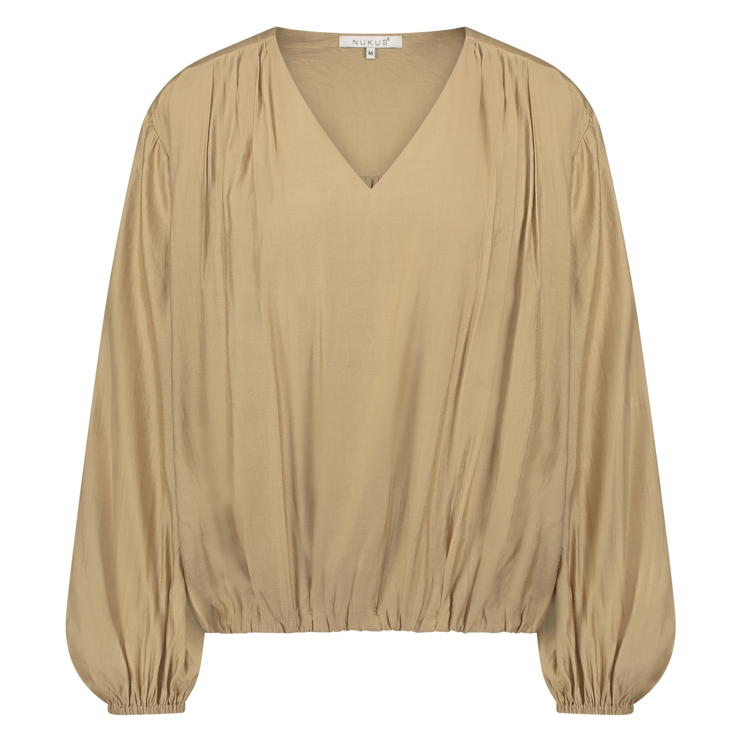 Nukus June Top Silky Ss24011 T shirt Lange Mouw 64 Camel