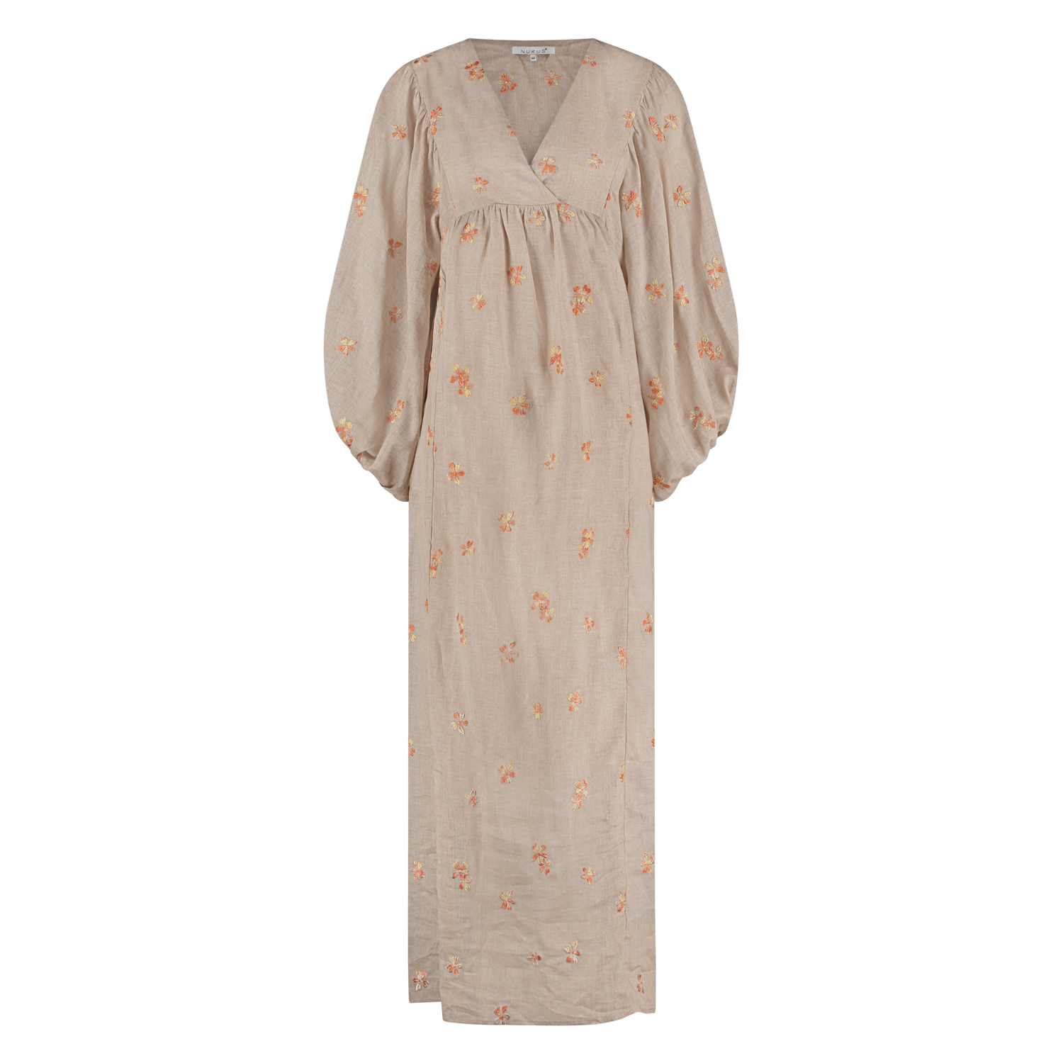 Nukus Monica Dress Embroidery Ss241212 Lange Jurken 9 Sand