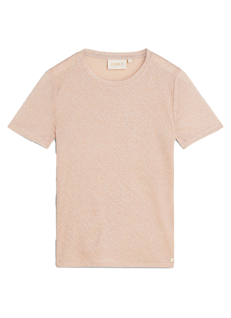 Josh V Neomay Jv 2402 1102 T shirt Korte Mouw 094 Peach Glitter