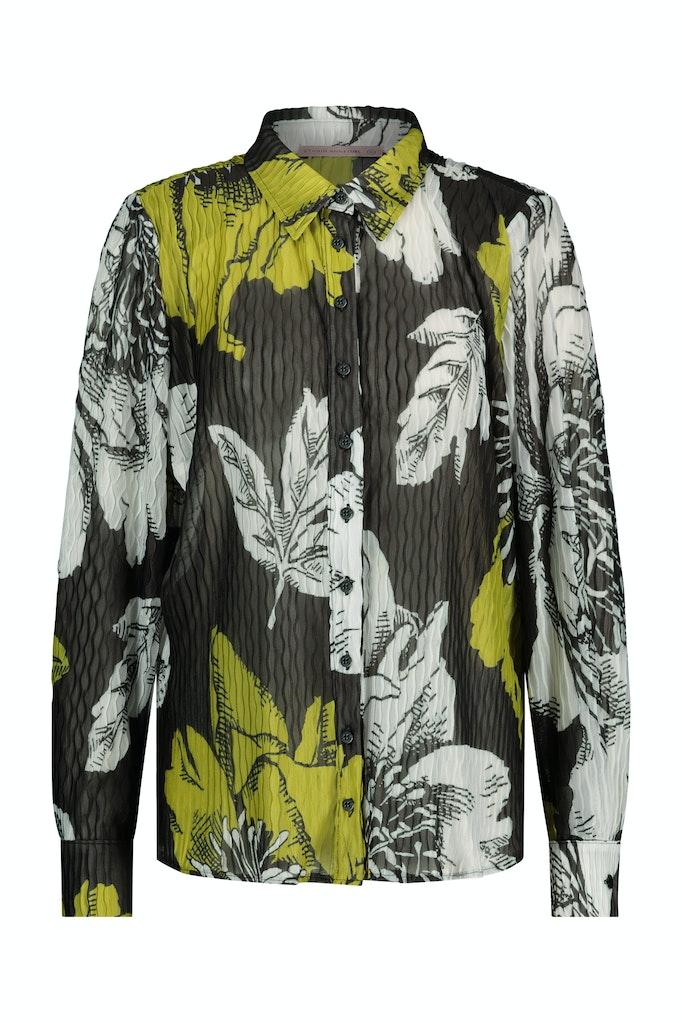 Studio Anneloes Bobby Plisse Flower Blouse 09419 Blouse 9029 Black lime