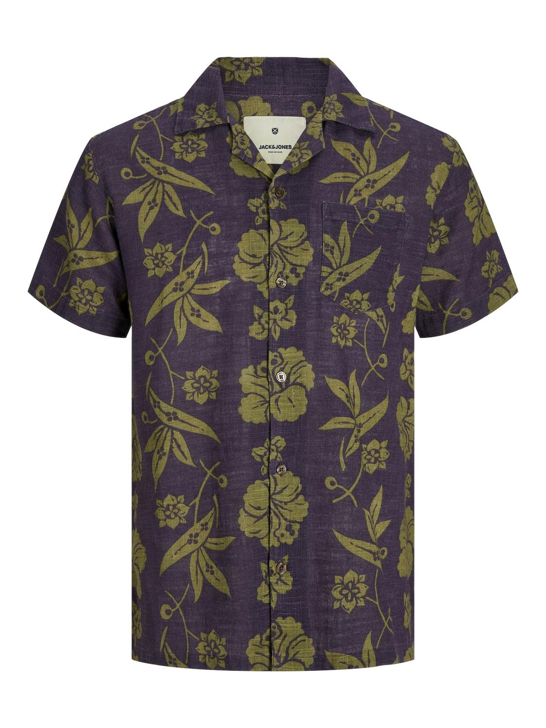 J%ampJ Premium Male Overhemden Jprbluflores Print Shirt S/s 12254951
