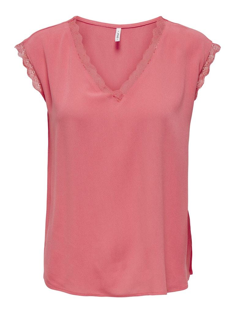 Only Onljasmina S s V neck Lace Top Noos Ptm 15252241 T shirt Korte Mouw Rose Of Sharon