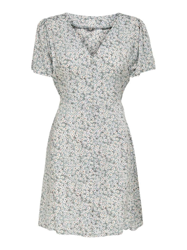 Only Onlevida S s Short Dress Wvn Noos 15237382 Zomerjurkjes Gray Mist Flower