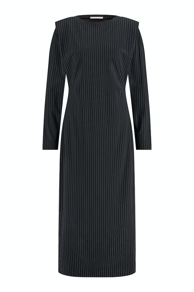 Studio Anneloes Tammy Pinstripe Dress 09562 Jurk 9011 Black off White