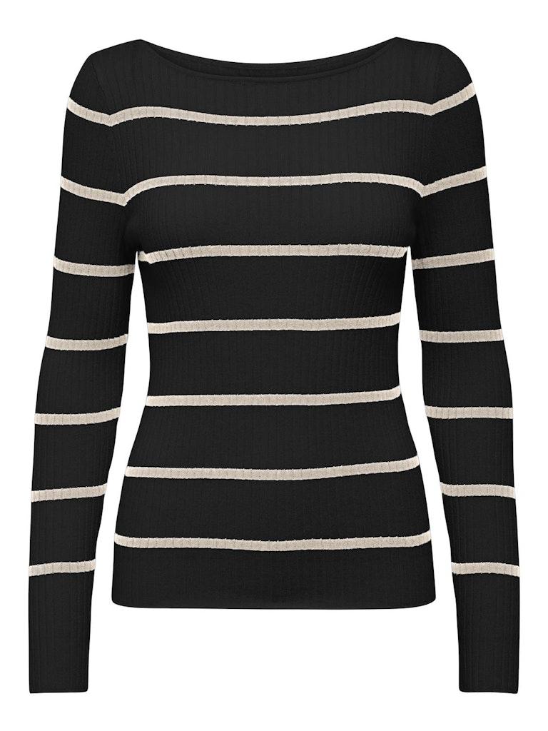 Only Onlibi Ls Rib Boatneck Cc Knt 15324644 Trui Black White