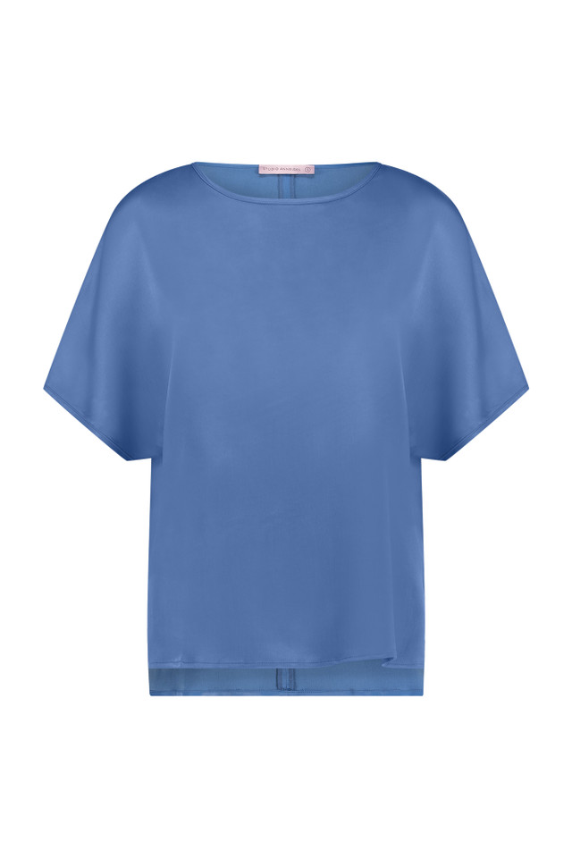 Studio Anneloes Luxx Satin Top 09857 T shirt Korte Mouw 6303 Mid Jeans