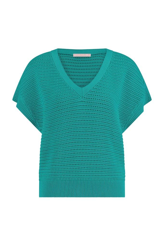 Studio Anneloes Female Shirts En Tops Chiara V neck Crochet Top 10000