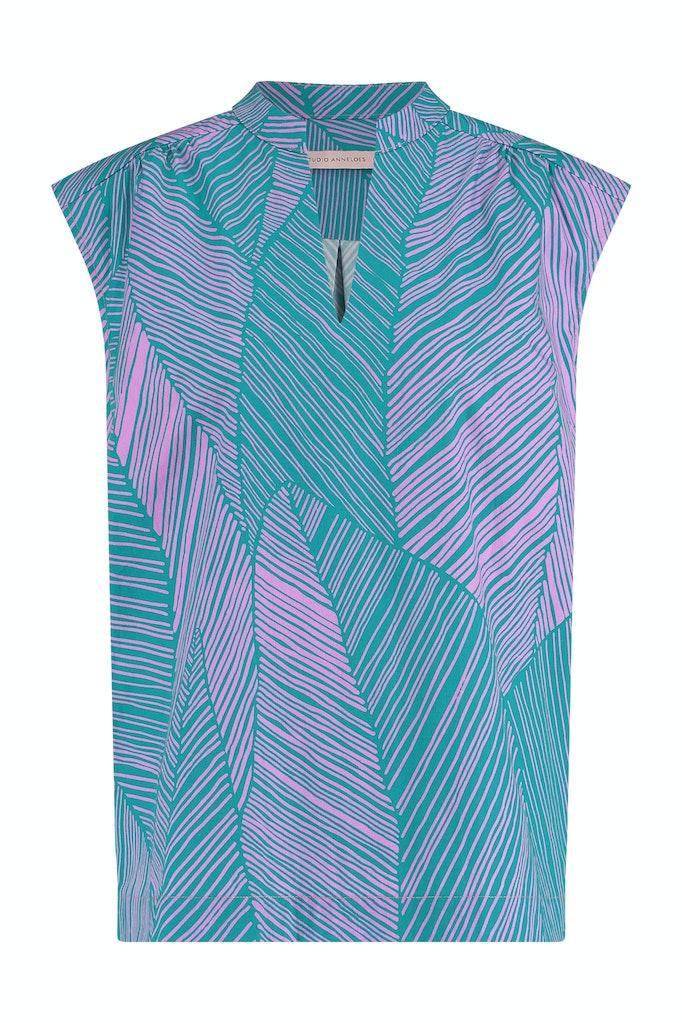 Studio Anneloes Kitty Palm Poplin Top 09957 Tops En Singlets 7346 Smaragd lila Pink