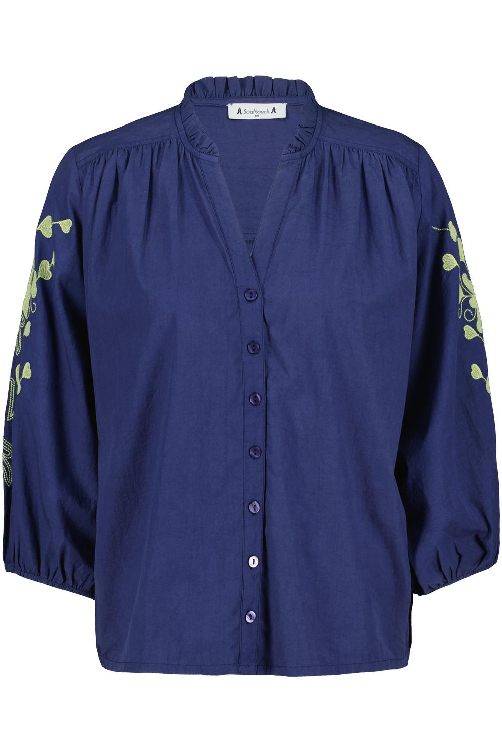 Soul Touch Lisa Blouse Embr.3 4 Blouse Navy