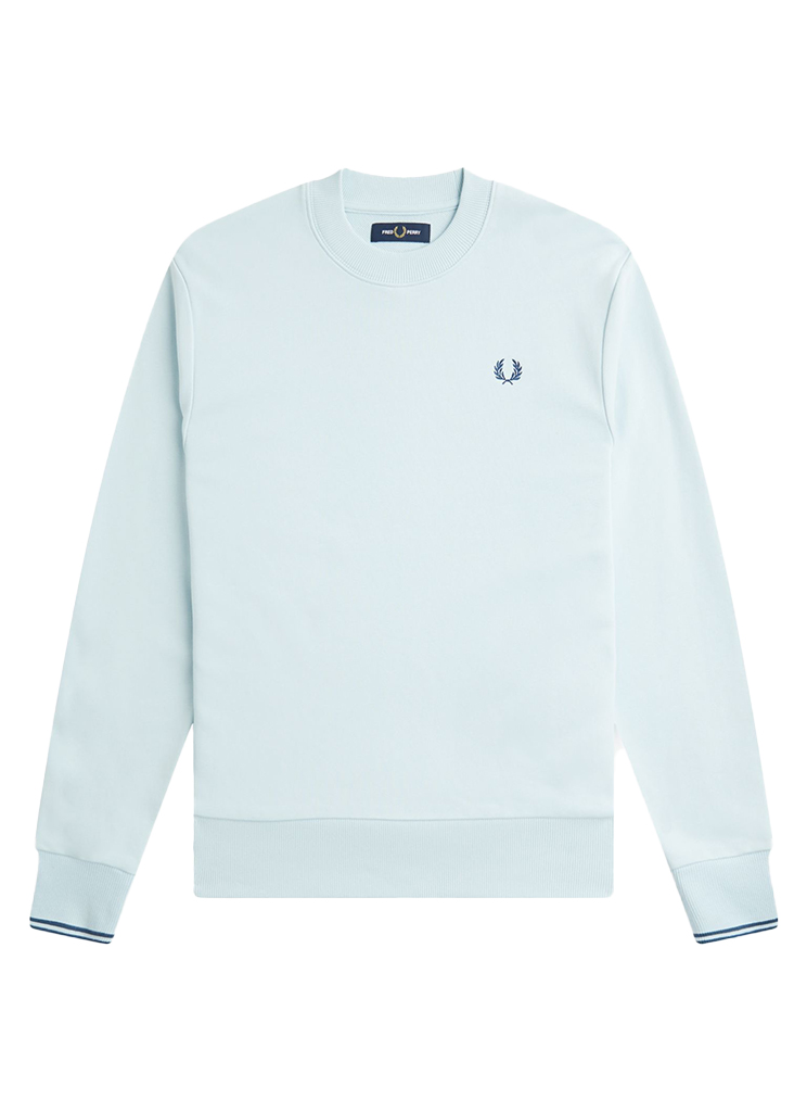 Fred Perry Crewneck Sweatshirt M7535 Sweater V08 Light Ice Midnight Blue