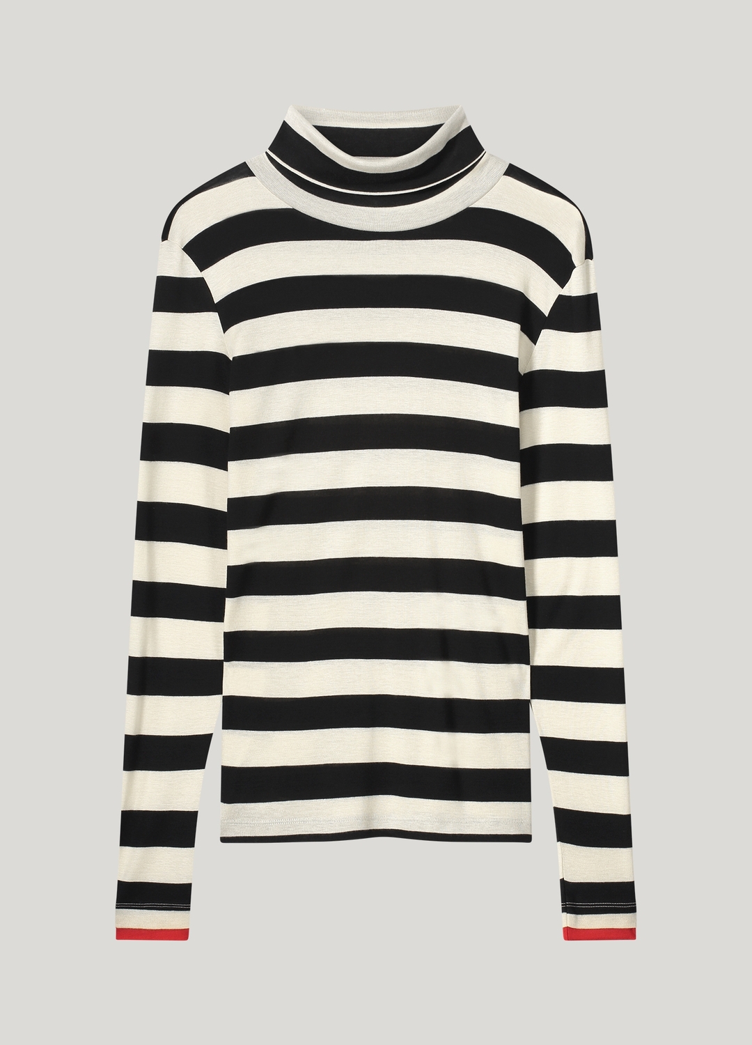 Summum Female Shirts En Tops Turtle Neck Top Sheer Jersey Stripe 3s5013 30643