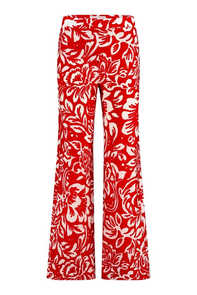 Studio Anneloes Lexie Flower Trousers 11349 Broek 3711 Deep Red offwhite