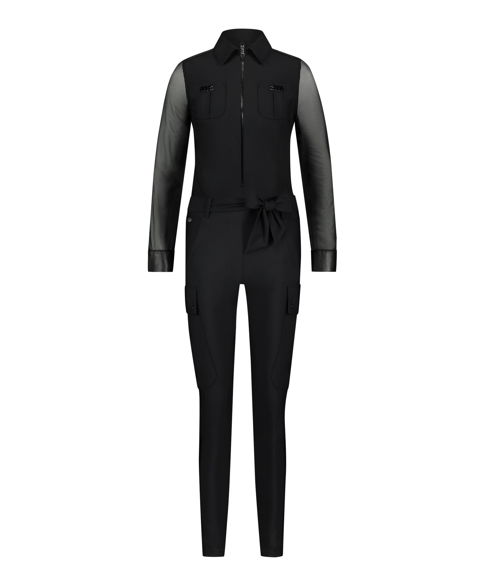 ZIP73 Female Broeken Jumpsuit Rits Voile Mouw Zwart W24/600/01/001