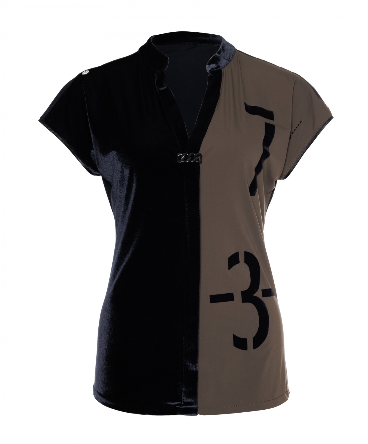 Zip73 Female Shirts En Tops Top K.mouw Velvet Zw taupe W24 617 02 205