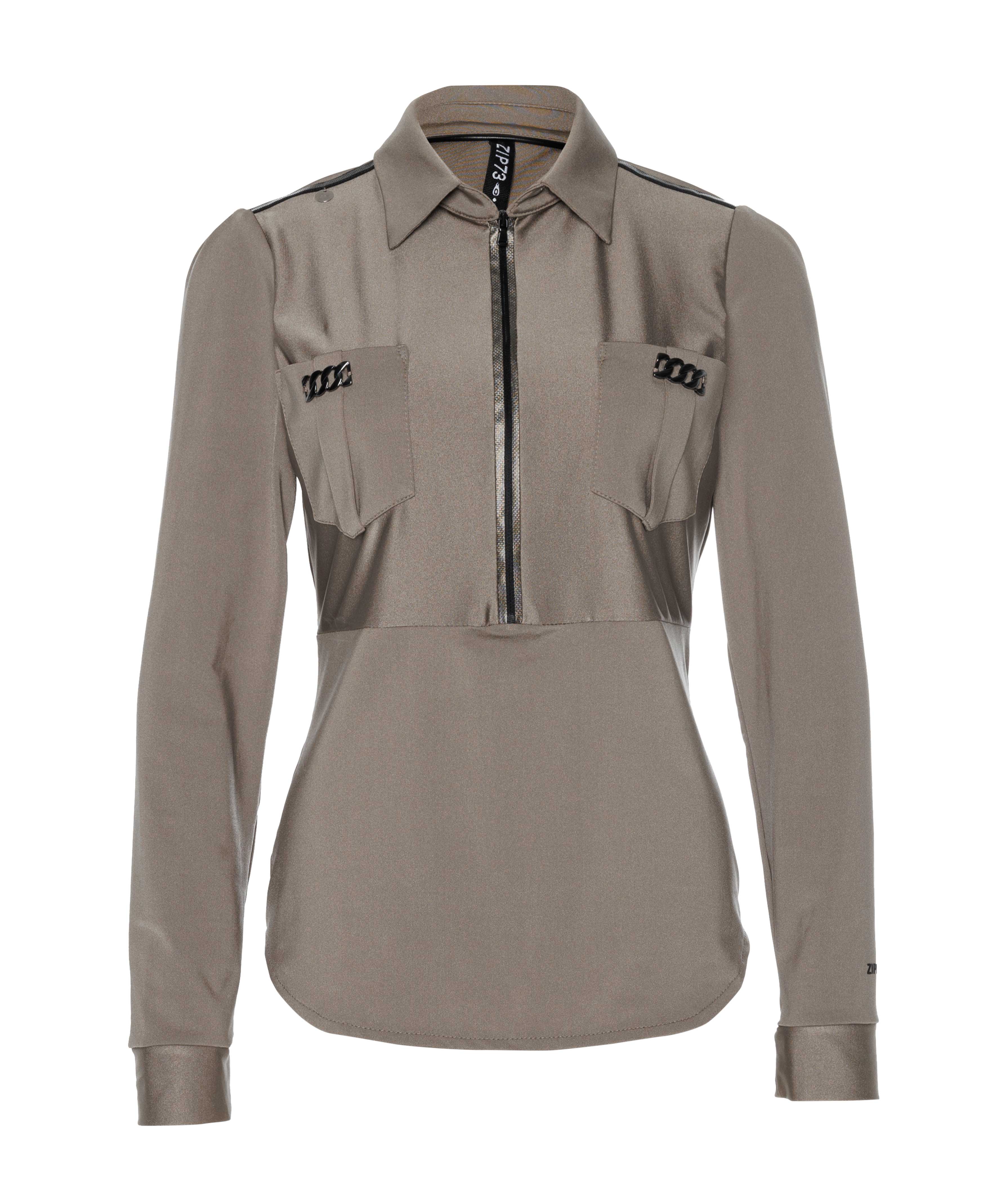 Zip73 Female Shirts En Tops Top Rits L.mouw Champagne W24 623 01 255