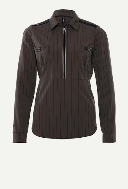 Zip73 Female Shirts En Tops Top Rits L.mouw Pinstripe Taupe W24 623 06 205