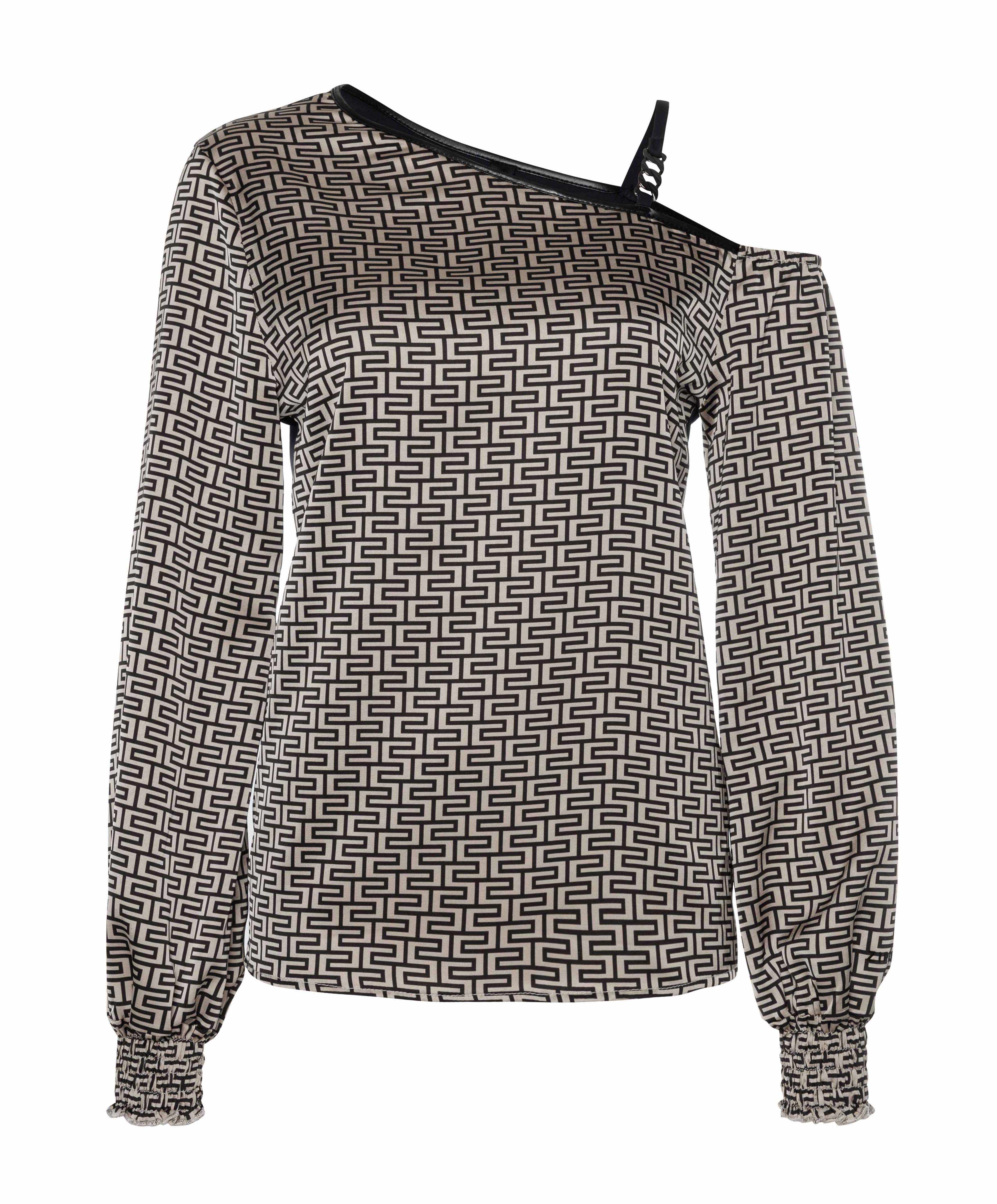 Zip73 Female Shirts En Tops Top A symm. Graphic Champagne zw. W24 627 02 009