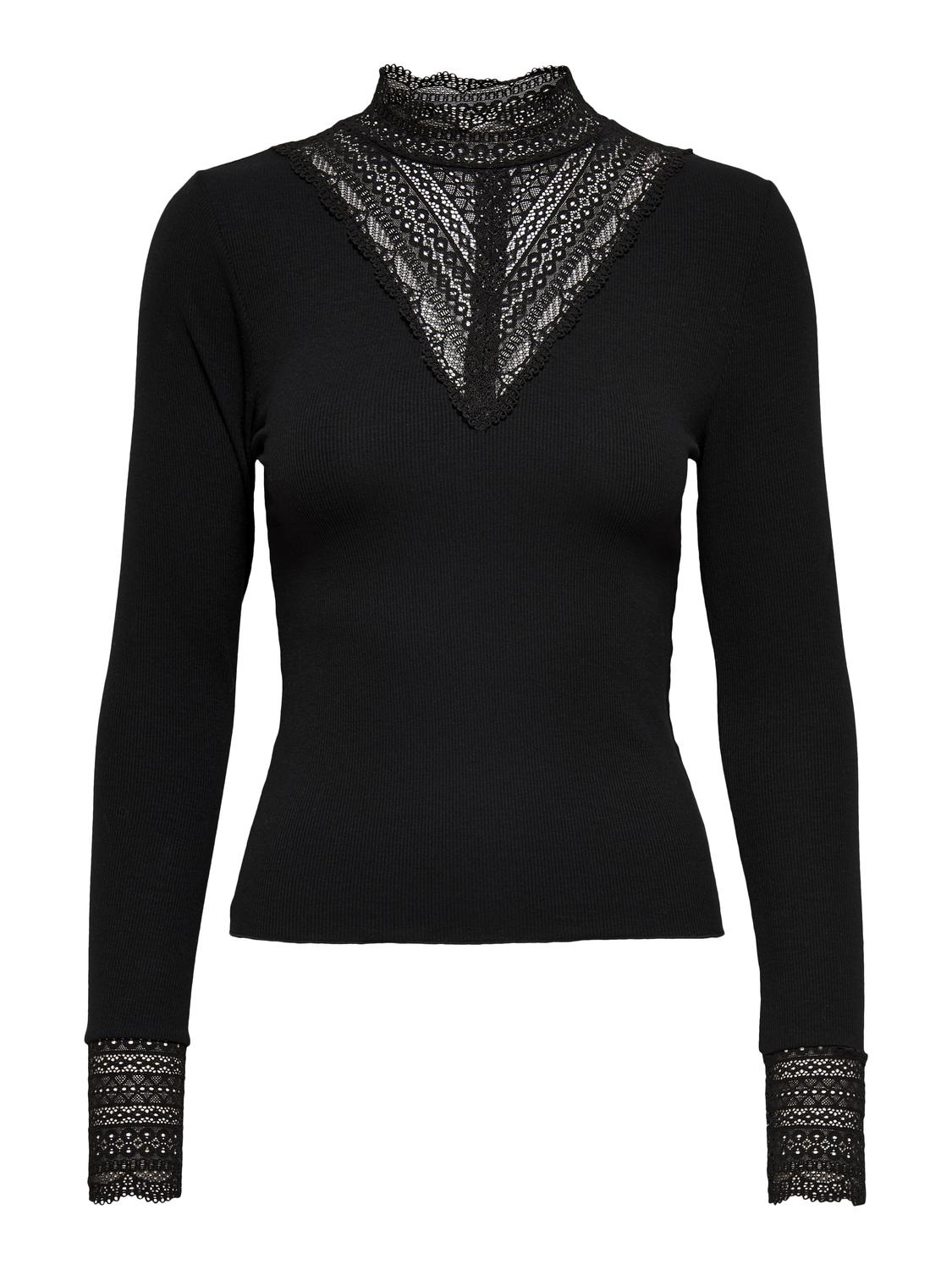 Only Female Shirts En Tops Onltilde L s High Neck Lace Top Jrs Noos 15207788