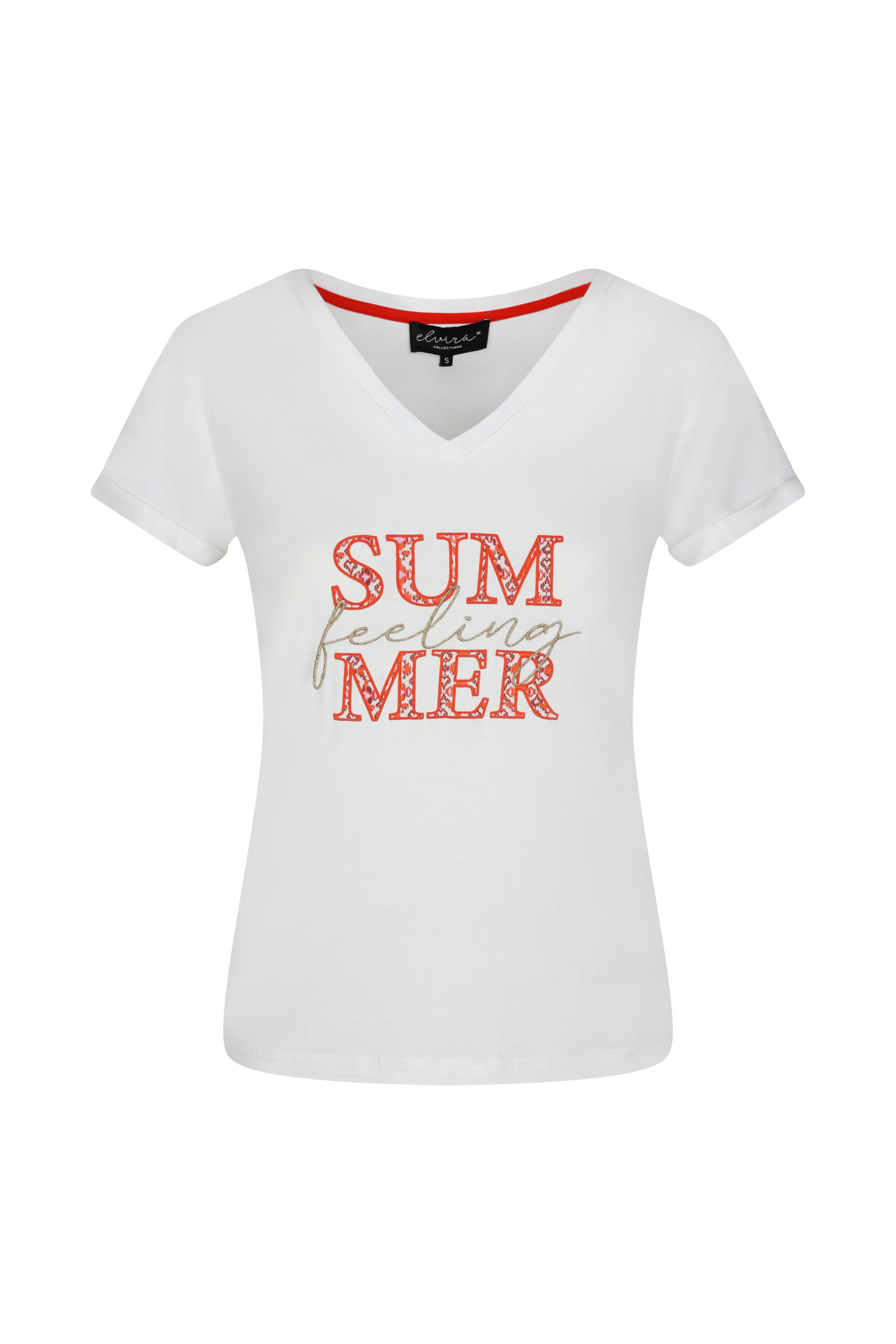 Elvira Casuals E3 24 002 T shirt Summer T shirt Korte Mouw 15 Off White