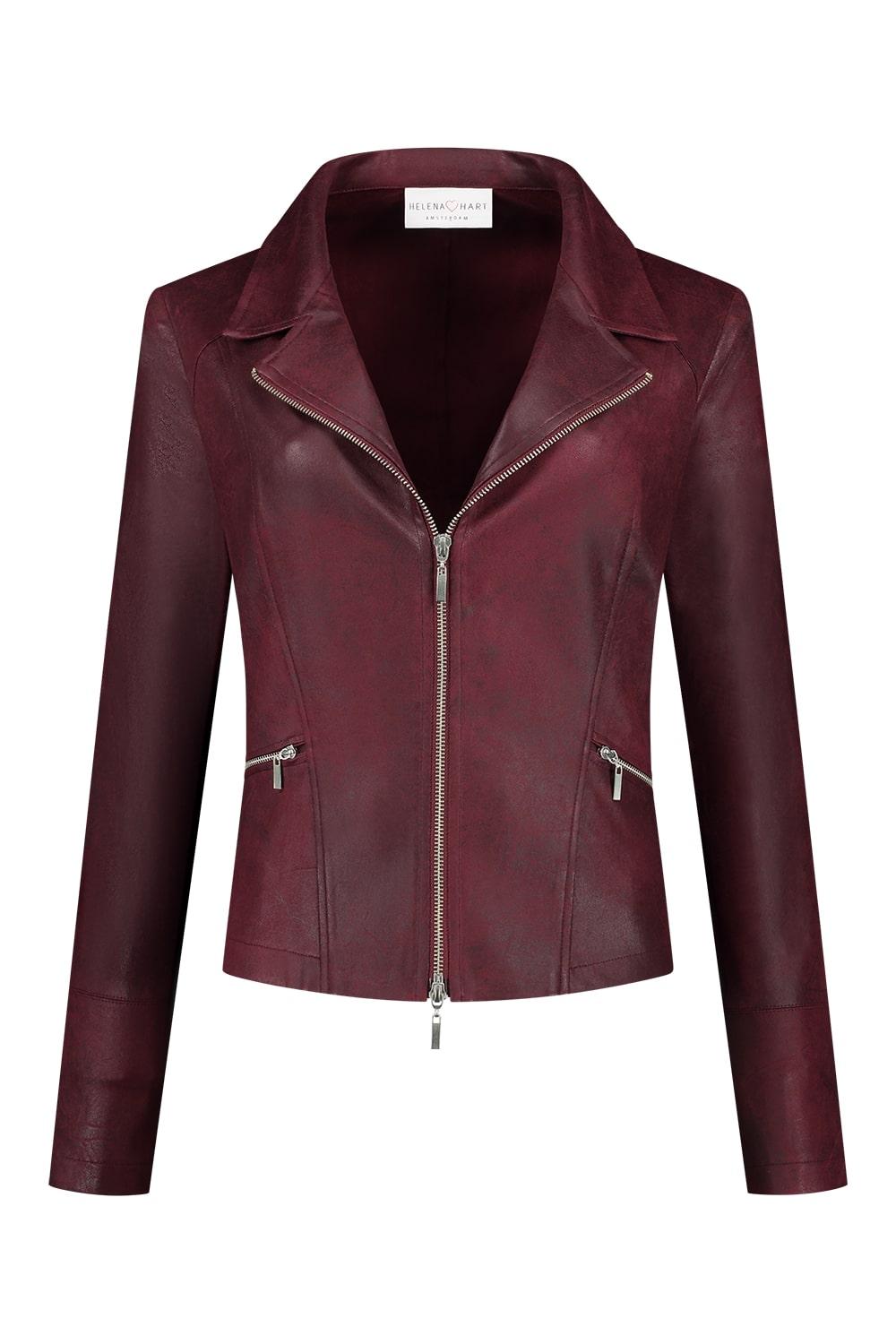 Helena Hart 7288 Zipper Biker Jackets Wine