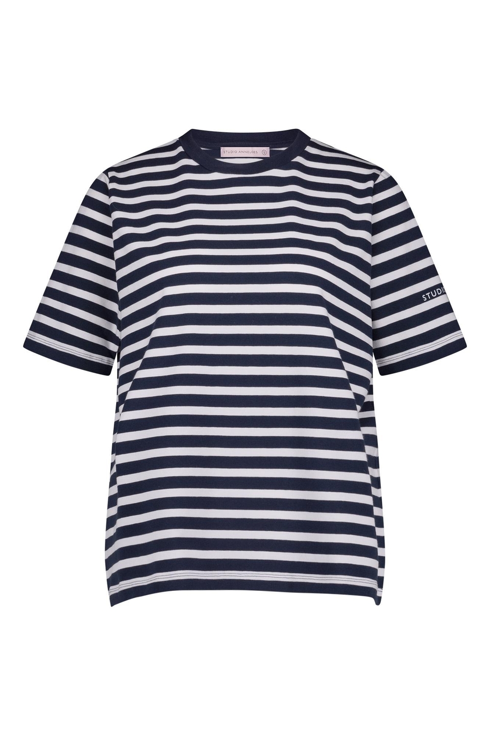 Studio Anneloes Steffie Stripe Tshirt 11787 T shirt Korte Mouw 6911 Dark Blue off White