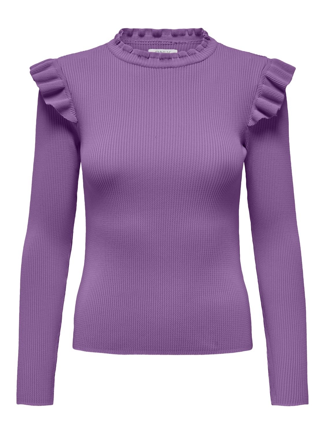 Only Onlsia Sally Ruffle Ls Pullover Knt Noos Trui Liatris