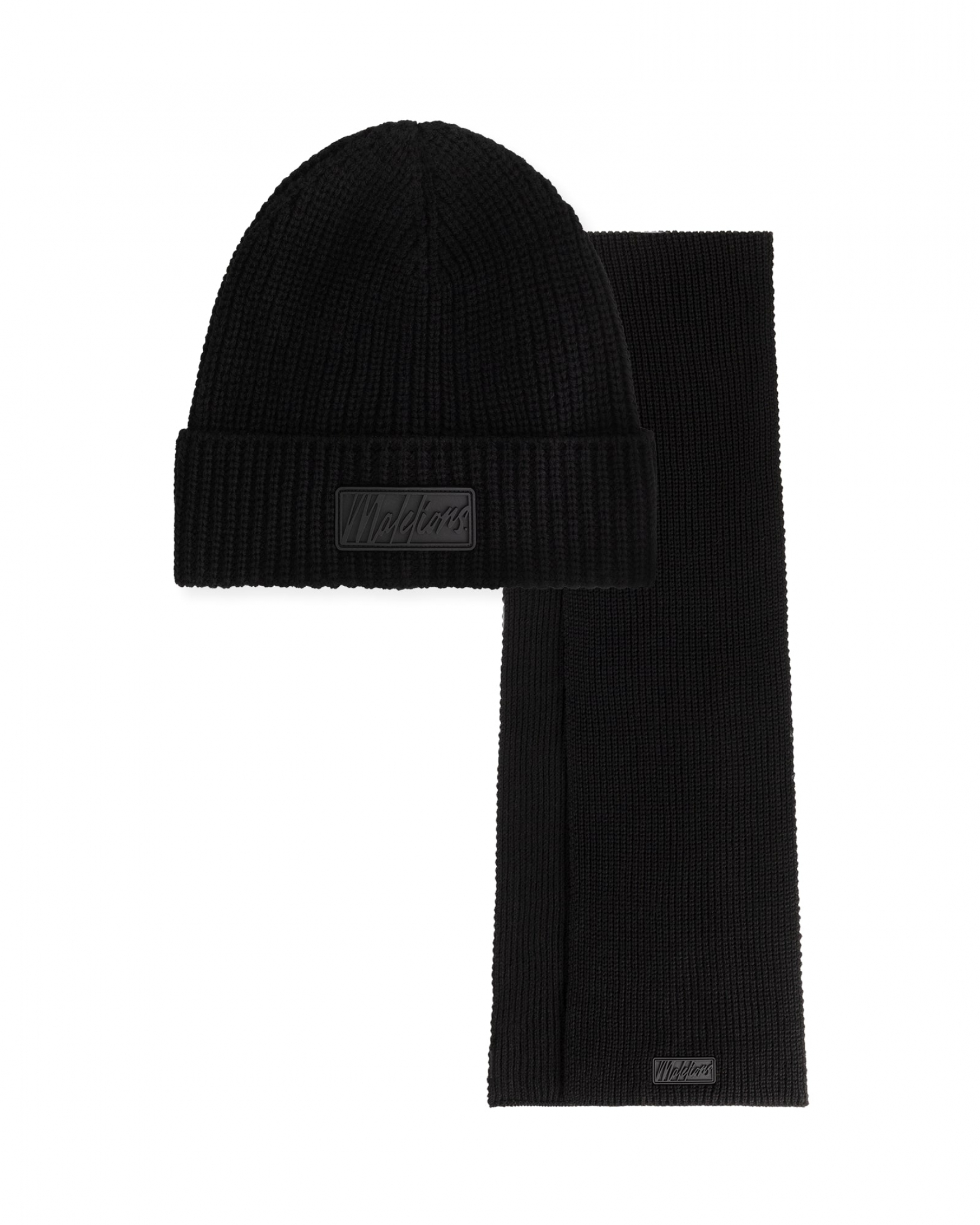 Malelions Ribbed Beanie Scarf Set Sjaals 900 Black