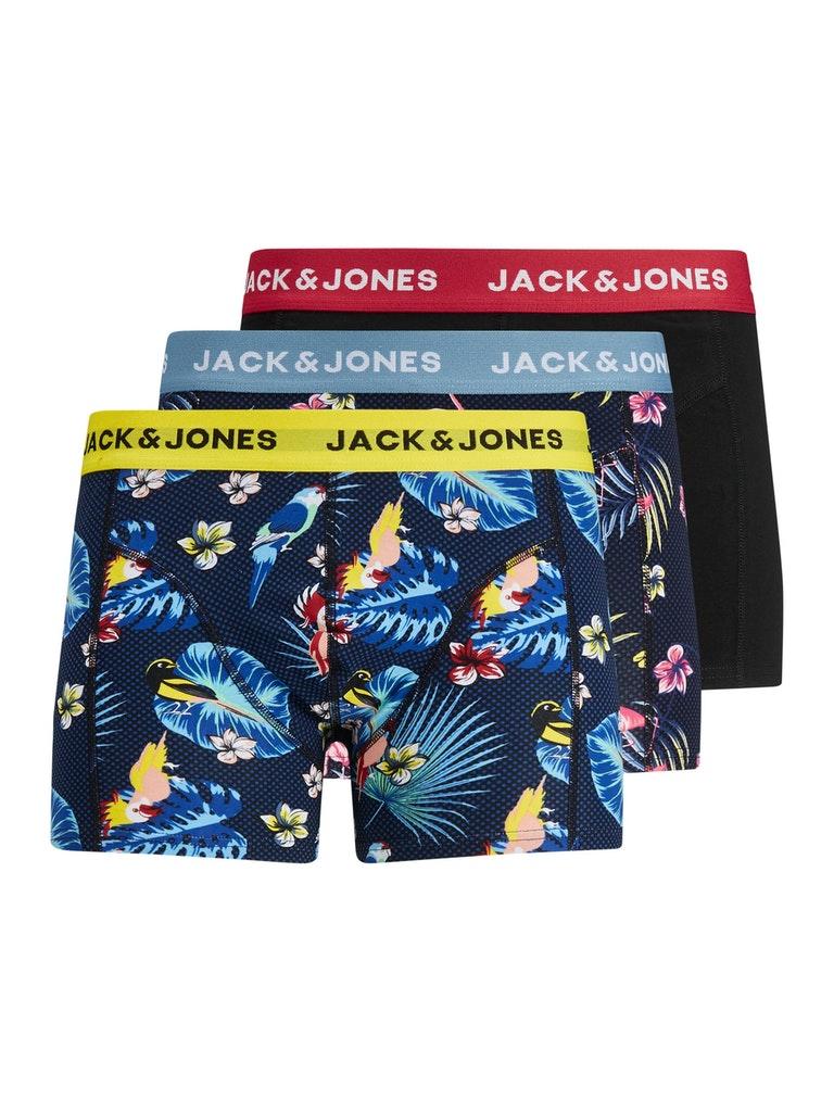 Jack Jones Male Ondergoed Jacflower Bird Trunks 3 Pack Noos