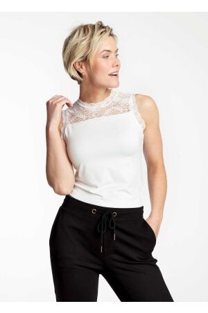 Tramontana Tramontana paris nos basic top lace Tops en Singlets 001100-offwhite