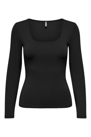 Only Only 15302647 onlea l/s deep neck top jrs noos T-shirt Lange mouw black
