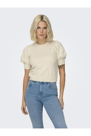Only Only onlrica life 2/4 pullover knt noos Trui korte mouw birch w. melange
