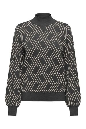 Only Only onlanny ls jq o-neck knt 15327635 Trui dark grey melange whitecap gray