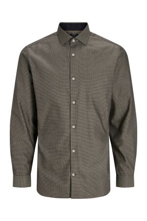 J&J Premium J&J Premium jprblaparker detail l/s shirt noos 12260641 Overhemd chocolate torte slim fit