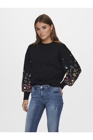 Only Only onlbrooke l/s o-neck flower swt noos Sweater black
