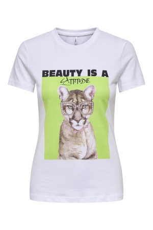 Only Only onlvibe life s/s glasses top box jrs T-shirt Korte mouw bright white cattitude
