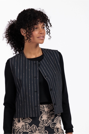 Studio Anneloes Studio Anneloes sjuul pinstripe gilet 12447 Gilets 9022 black/latte