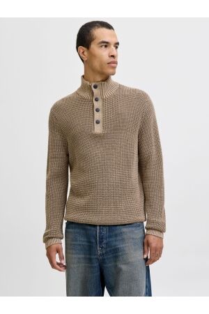 Jack & Jones Jack & Jones jjethan knit high neck Trui crockery twist w. canteen. button