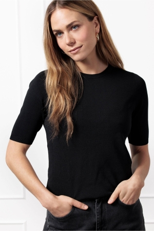 Studio Anneloes Studio Anneloes lana ssl solid pullover 91530 Trui korte mouw 9000 black
