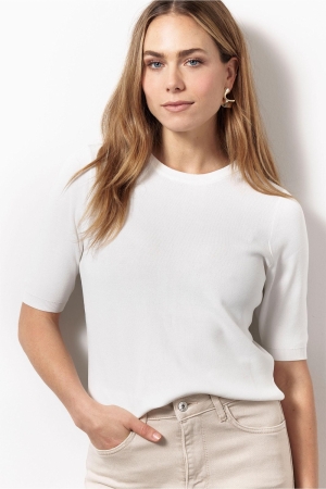 Studio Anneloes Studio Anneloes lana ssl solid pullover 91530 Trui korte mouw 1100 off white