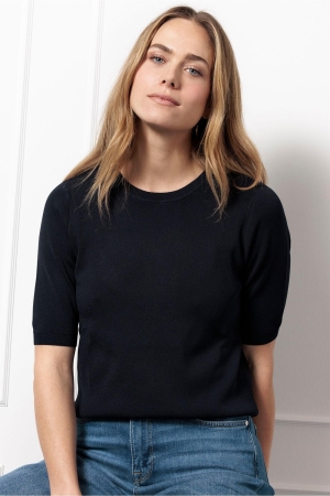 Studio Anneloes Studio Anneloes lana ssl solid pullover 91530 Trui korte mouw 6900 dark blue