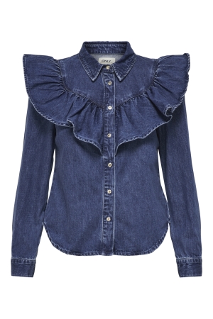 Only Only onlindigo ls frill dnm shirt qyt noos Blouse dark blue denim