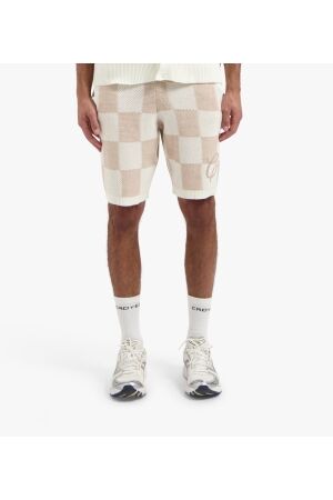 Croyez Homme Croyez Homme knitted checkerboard shorts cr1-hs25-47 Korte broeken 941 off-white/beige
