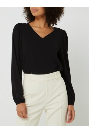 Helena Hart Helena Hart 7654 - top v-neck transfer T-shirt Lange mouw zwart