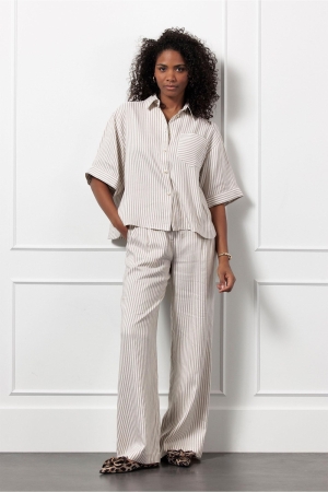 Studio Anneloes Studio Anneloes jobke stripe trousers 12812 Broek 2211 latte/off white