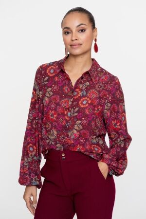 Geisha Geisha blouse print 53606-20 Blouse 445 fuchsia/red